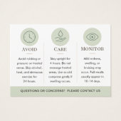 Botox Green Minimale Nazorginstructies Visitekaartje (Achterkant)