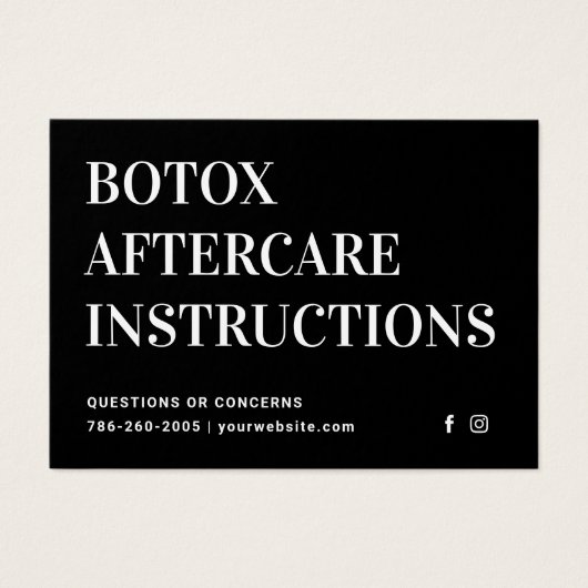 Botox Injectie Nazorg Kaart (Voorkant)