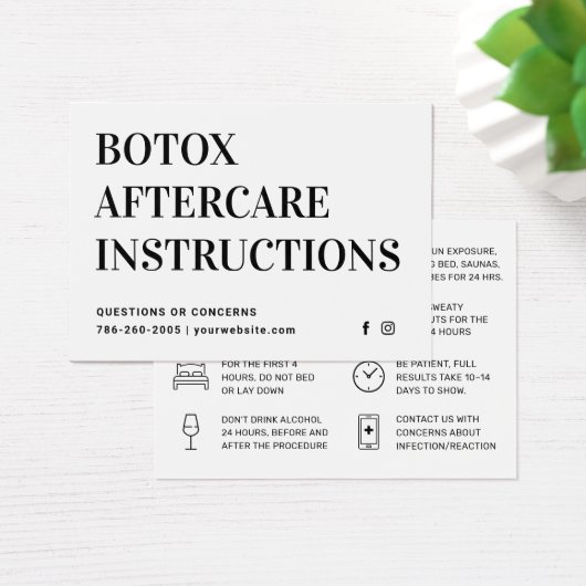 Botox Injectie Nazorg Kaart (Bureau)