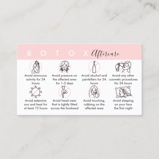 Botox Instructies voor nazorg Visitekaartje (Achterkant)