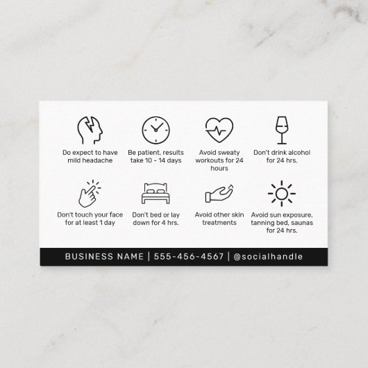 Botox Lip Filler-instructies Bewerkbare nazorg Visitekaartje (Achterkant)