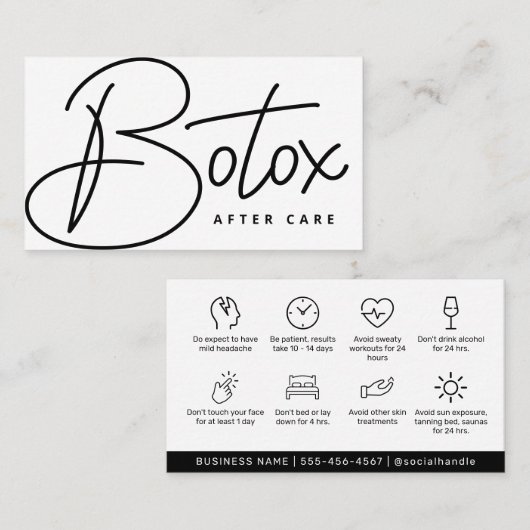Botox Lip Filler-instructies Bewerkbare nazorg Visitekaartje (Voorkant / Achterkant)