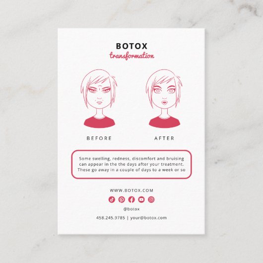 Botox Nazorg Instructies voor Schoonheidssalon Visitekaartje (Voorkant)