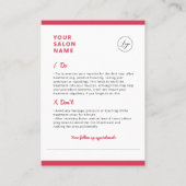 Botox Nazorg Instructies voor Schoonheidssalon Visitekaartje (Achterkant)