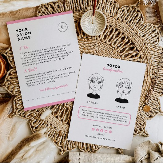 Botox Nazorg Instructies voor Schoonheidssalon Visitekaartje