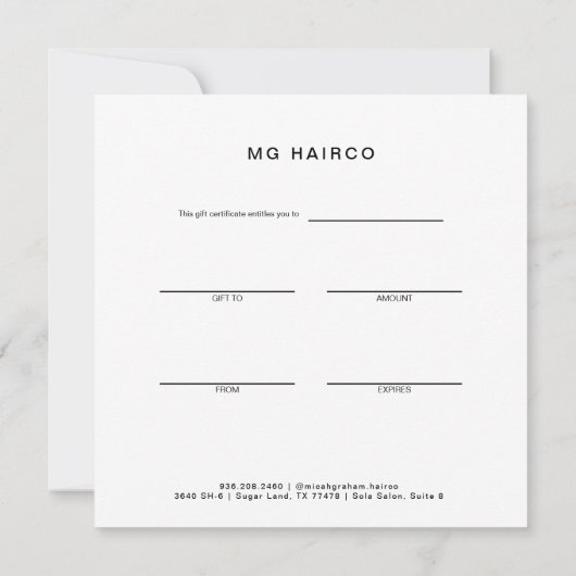 Botox Zwart & Wit Vierkant Cadeaubon Kaart (Achterkant)