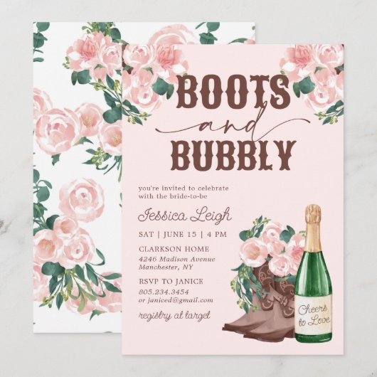 Bots en blokjes Vrijgezellenfeest Invi Kaart (Voorkant / Achterkant)