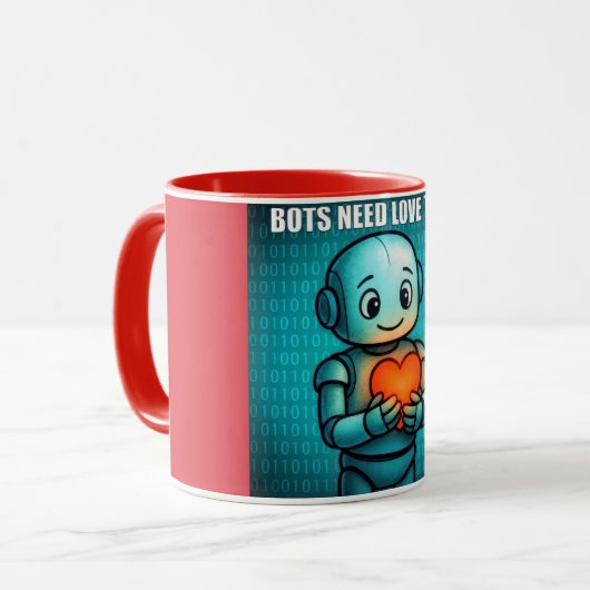 Bots Hebben Ook Liefde Nodig - Rood Combinatie Mok (Voorkant links)
