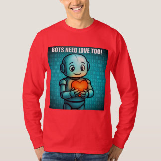 Bots Need Love Too - Men's Bright Red Long Sleeve T-shirt