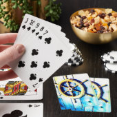 Bots Stuurrad Slaand Nautilus Hout Pokerkaarten (Insitu)