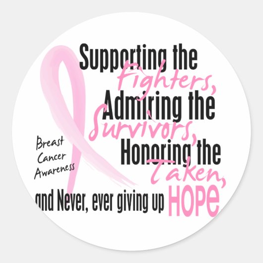 Botsen overlevenden Waterverf roze lint Ronde Sticker (Voorkant)