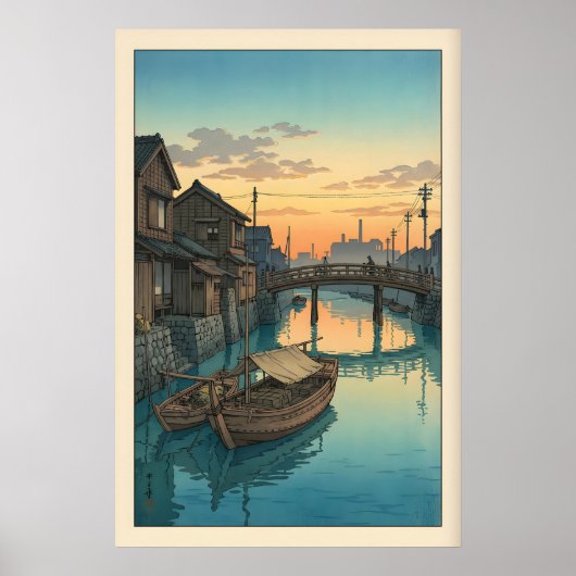 Botsing kanaal muurkunst Hasui Kawase schemering ( Poster (Voorkant)