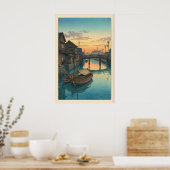 Botsing kanaal muurkunst Hasui Kawase schemering ( Poster (Keuken)