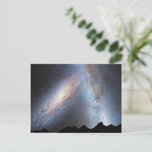 Botsing van de melkweg en Andromeda Briefkaart (Staand voorkant)