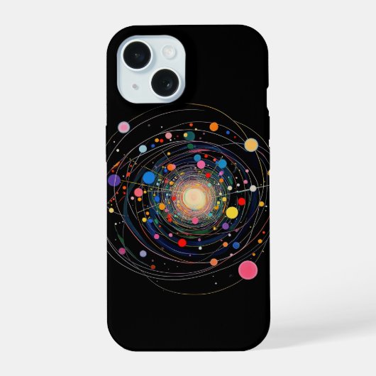 Botsing van deeltjes iPhone 15 case (Achterkant)