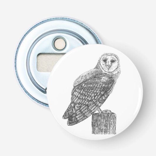 Botsopening voor Barn Owl Button Flesopener (Voorkant)