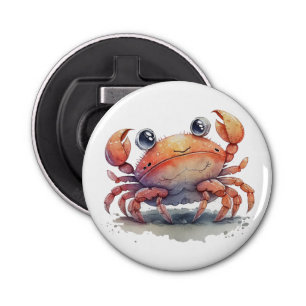 Botsopening voor de flacon met de knop Kute Crab Button Flesopener