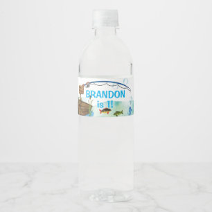 Botsvisserij met als thema: verjaardag van o-vis waterfles etiket