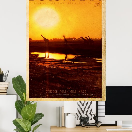 Botswana Africa Travel Poster (Thuiskantoor)