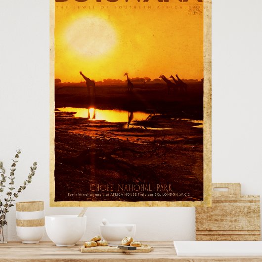  Botswana Africa Travel Poster (Keuken)