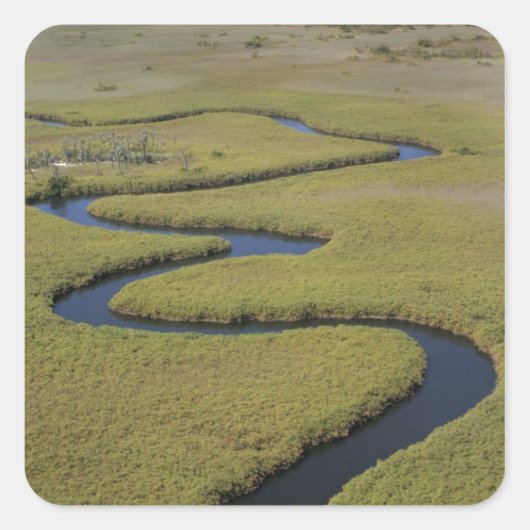 Botswana, Afrika. Luchtbeeld Okavango rivier. Vierkante Sticker (Voorkant)