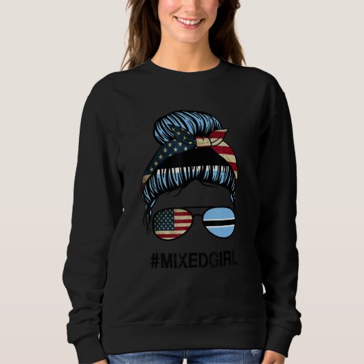 Botswana American Flag   USA Botswanan Messy Bun Trui (Voorkant)