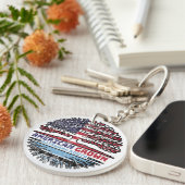 Botswana Batswana American USA Tree Roots Flag Sleutelhanger (Voorkant Rechts)