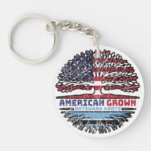 Botswana Batswana American USA Tree Roots Flag Sleutelhanger (Voorkant)