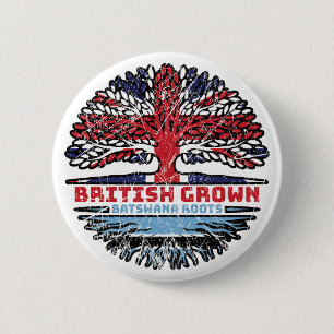 Botswana Batswana Brits - Bergboomvlag Ronde Button 5,7 Cm