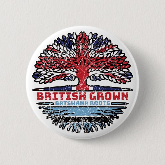 Botswana Batswana Brits - Bergboomvlag Ronde Button 5,7 Cm (Voorkant)