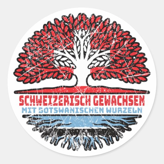Botswana Botswanisch Schweizer Schweiz Baum Wurzel Ronde Sticker (Voorkant)