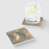 Botswana, Chobe National Park, Lionesses Stenen Onderzetter (Zijkant)