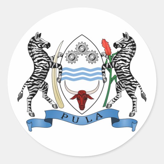 Botswana Coat of Arms Classic Round Sticker (Voorkant)