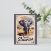 Botswana Elephant Illustration Travel Art Vintage Briefkaart (Staand voorkant)