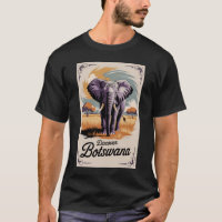 Botswana Elephant Illustration Travel Art Vintage