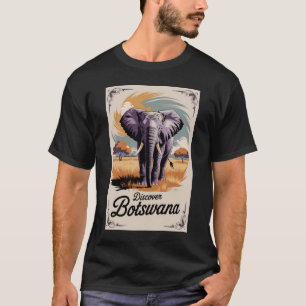 Botswana Elephant Illustration Travel Art Vintage T-shirt