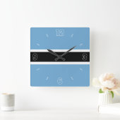 Botswana Flag Blue Black White Numbers Patriottisc Vierkante Klok (Huis)