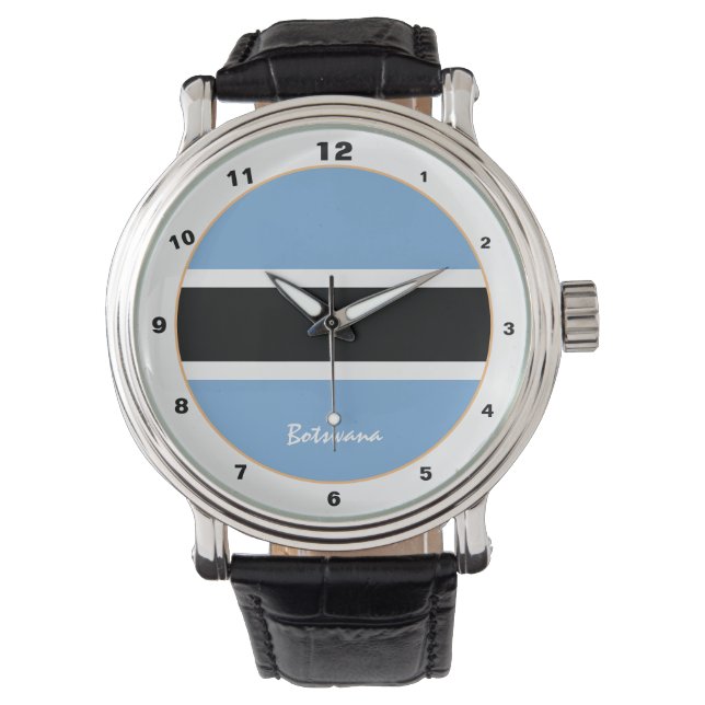 Botswana Flag & Botswana trendy mode / design Horloge (Voorkant)