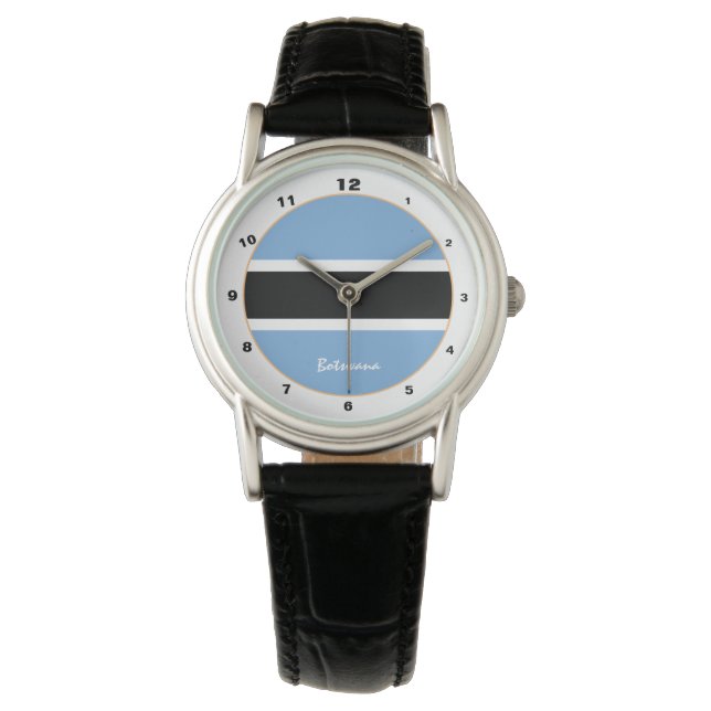Botswana Flag & Botswana trendy mode / design Horloge (Voorkant)