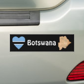 Botswana Flag Heart + Map Bumpersticker (Op auto)