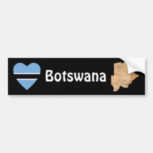 Botswana Flag Heart + Map Bumpersticker