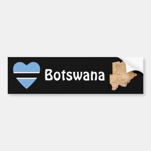 Botswana Flag Heart + Map Bumpersticker (Voorkant)