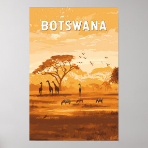 Botswana Illustratie Reis Kunst Vintage Poster