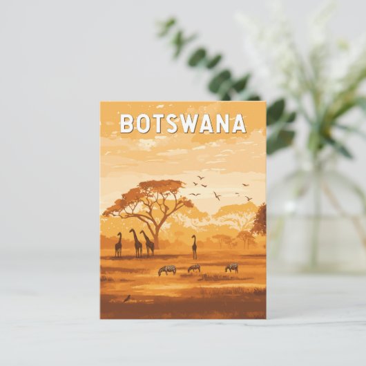 Botswana Illustration Travel Art Vintage Briefkaart (Staand voorkant)