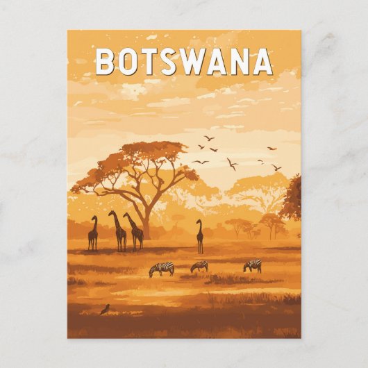 Botswana Illustration Travel Art Vintage Briefkaart (Voorkant)