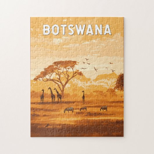 Botswana Illustration Travel Art Vintage Legpuzzel (Verticaal)