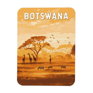 Botswana Illustration Travel Art Vintage Magneet