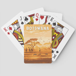 Botswana Illustration Travel Art Vintage Pokerkaarten