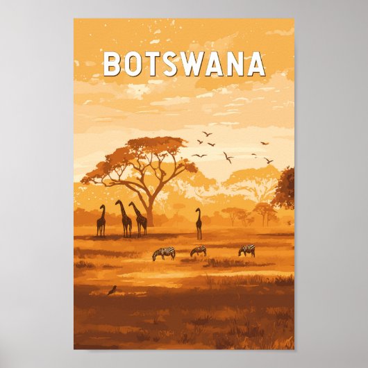 Botswana Illustration Travel Art Vintage Poster (Voorkant)