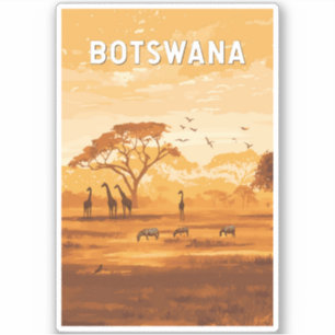 Botswana Illustration Travel Art Vintage Sticker